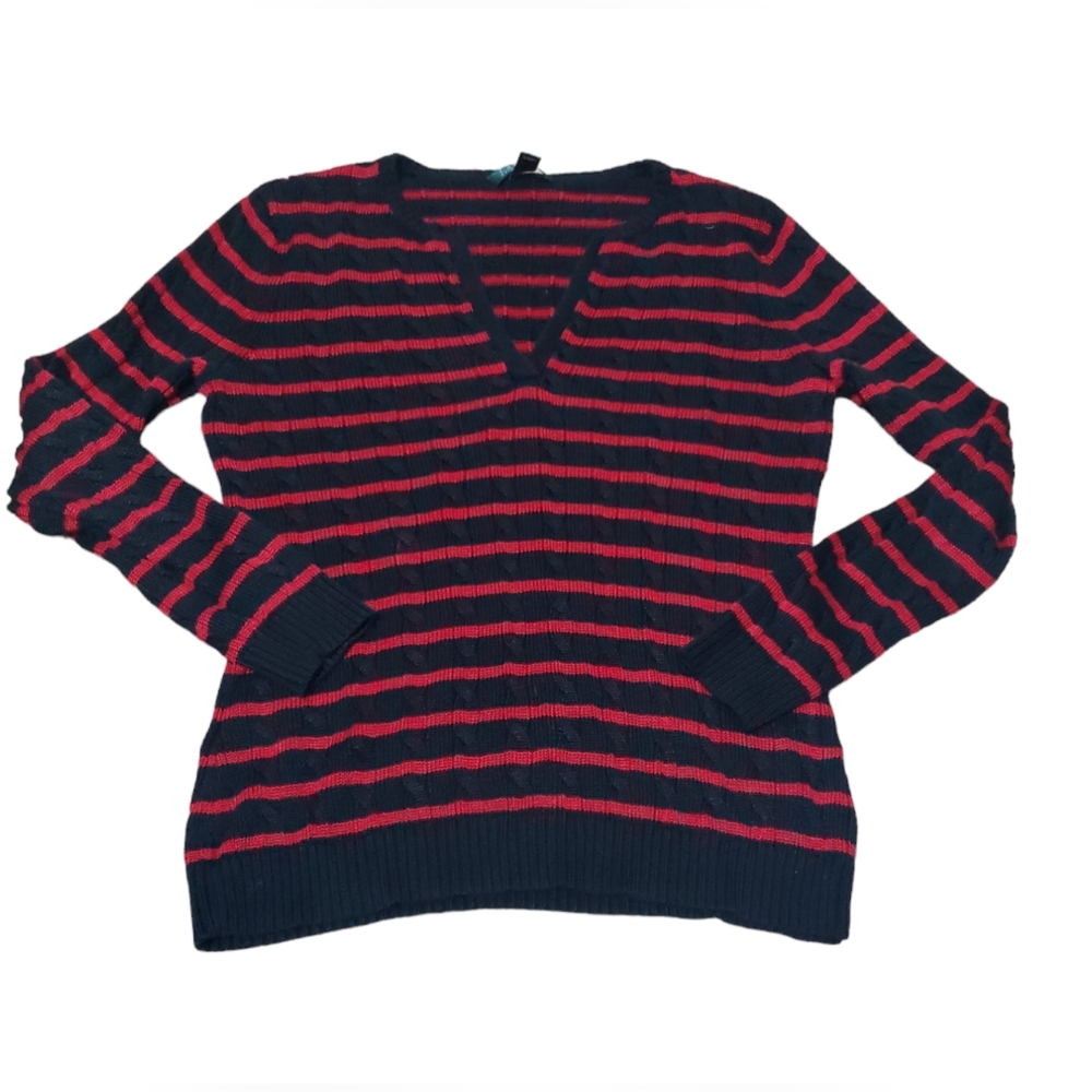 Ralph Lauren Polo Women's Black and Red Sweater Size‎ Large